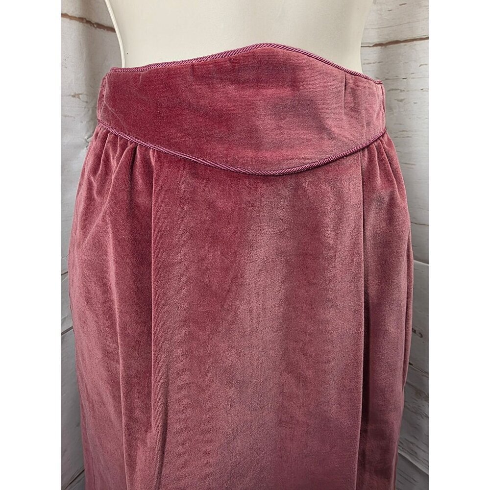 Vintage Patty Woodard Velvet Skirt Jr Sz 5/6 Mauve Pink Lined High Waist Midi - Picture 5 of 8